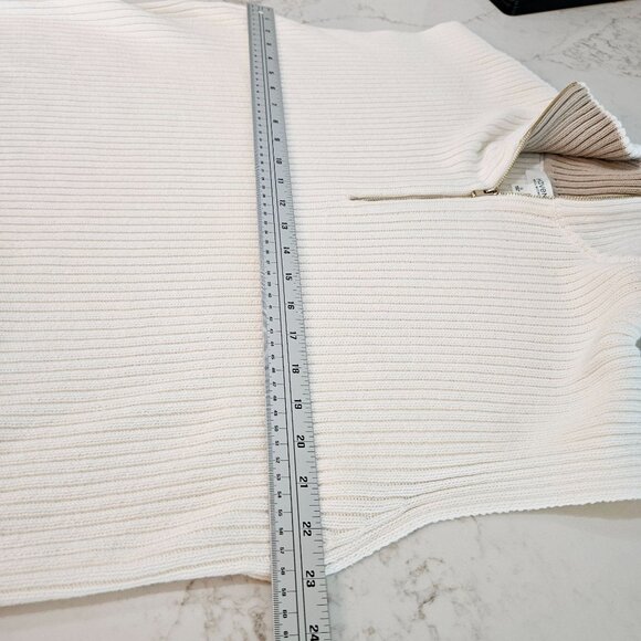 Haven Well Within Organic Cotton Sleeveless Rib Knit Half-Zip Sweater XL White - Picture 7 of 10
